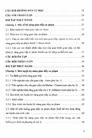 Mục lục chi tiết trang 1 sách Giáo trình giao tiếp sư phạm