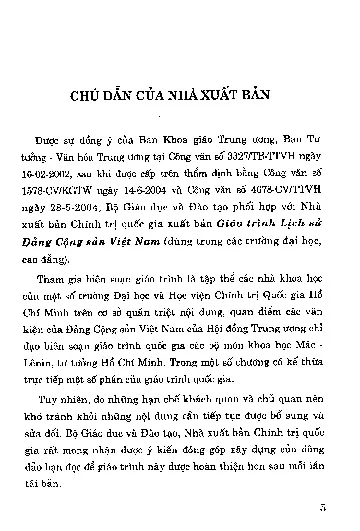 Mục lục chi tiết trang 1 sách Giáo trình lịch sử của Đảng cộng sản Việt Nam
