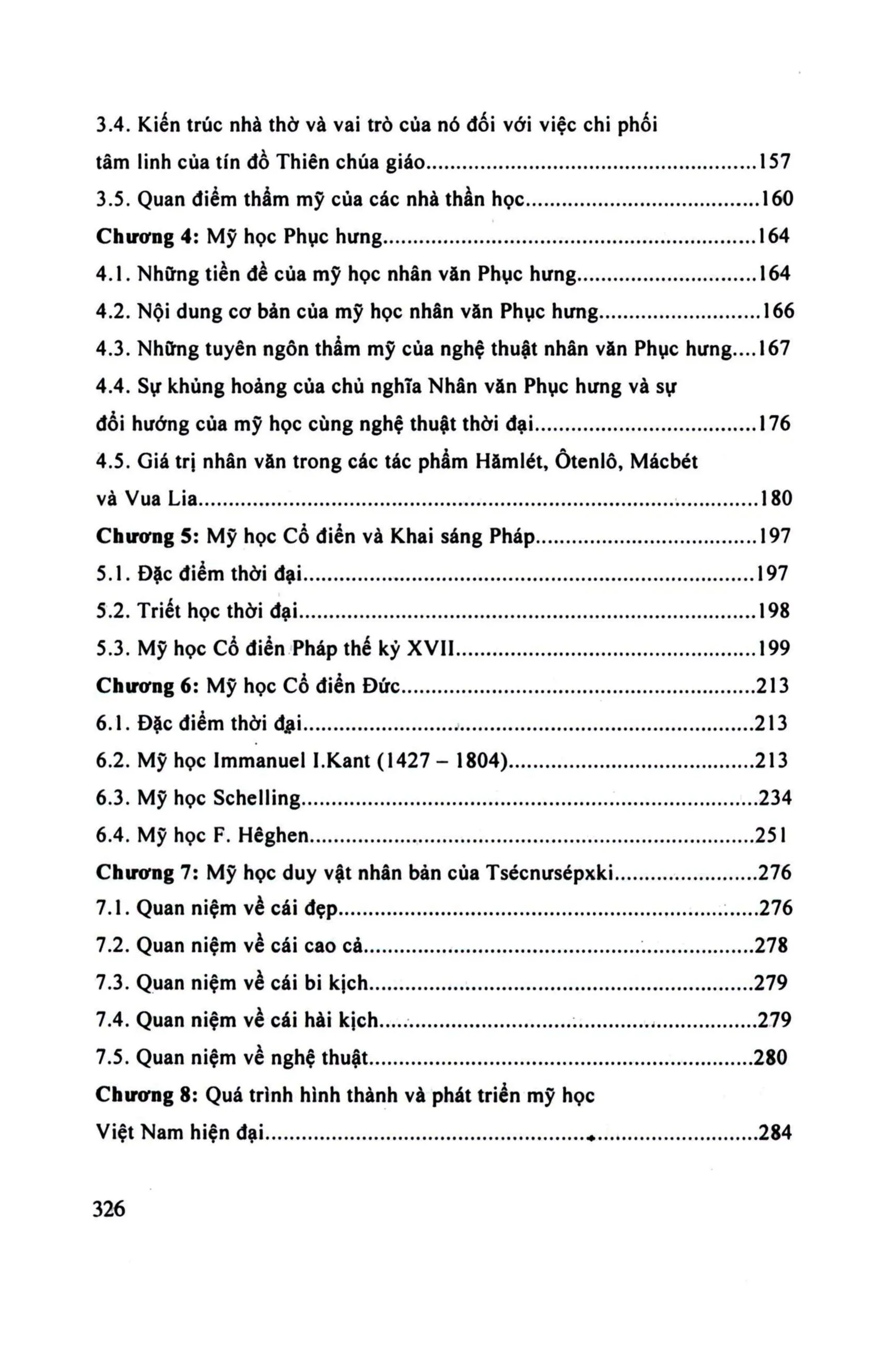 Mục lục chi tiết trang 2 sách Giáo trình lịch sử mỹ học