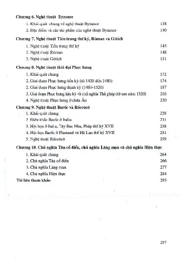 Mục lục chi tiết trang 1 sách Giáo trình lịch sử nghệ thuật tập 1