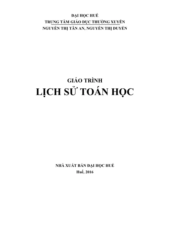 Ảnh bìa của Sách Giáo trình lịch sử toán học