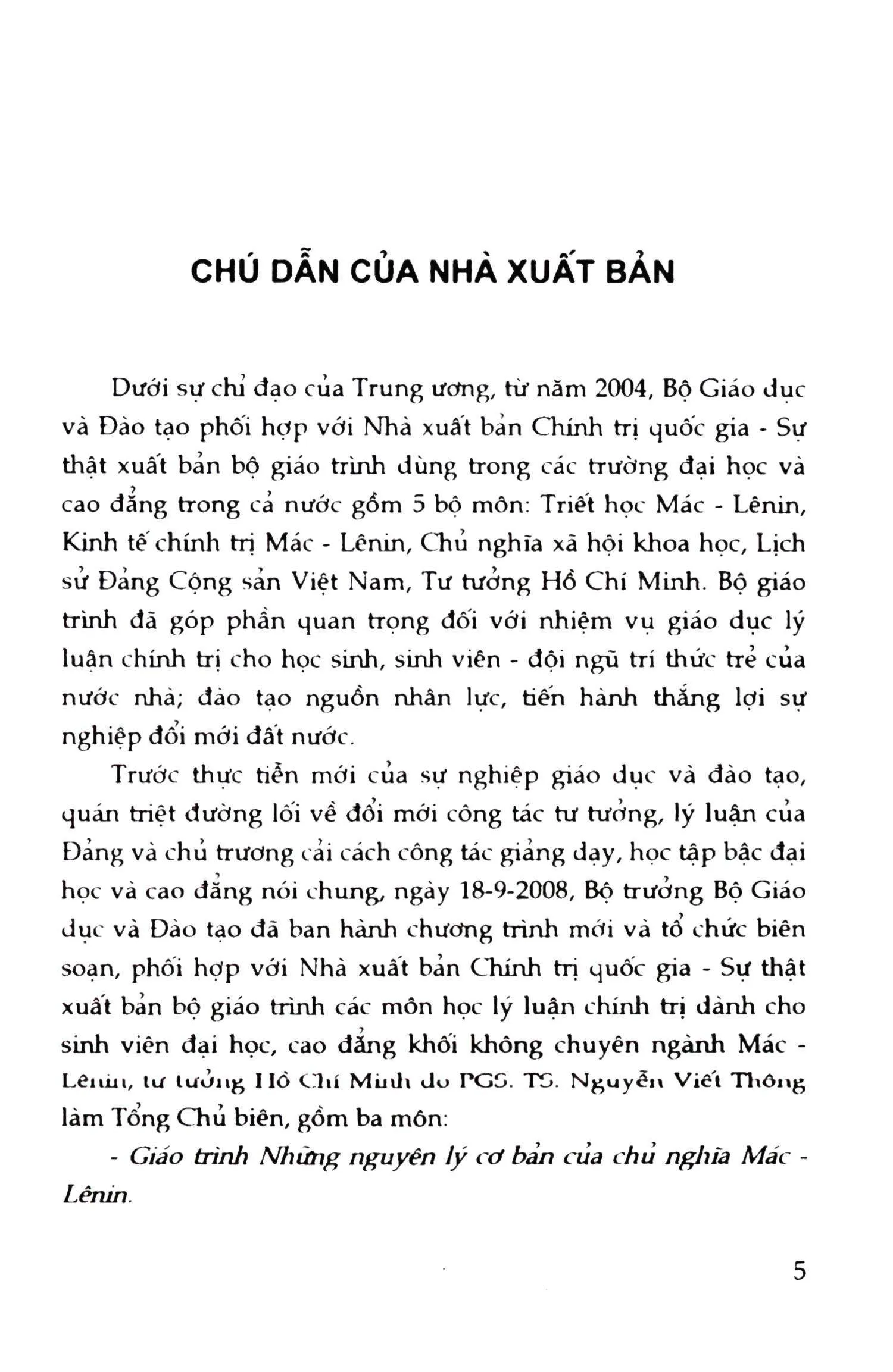 Mục lục chi tiết trang 2 sách Giáo trình những nguyên lý cơ bản của chủ nghĩa Mác Lê nin