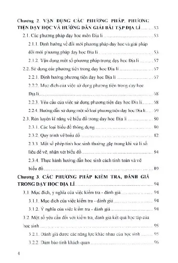 Mục lục chi tiết trang 1 sách Giáo trình phương pháp dạy học địa lý ở trường phổ thông