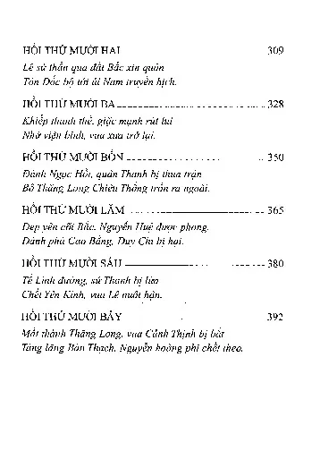 Mục lục chi tiết trang 2 sách Hoàng Lê Nhất Thống Chí
