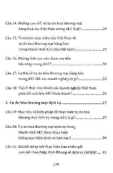 Mục lục chi tiết trang 2 sách Hỏi đáp về cộng đồng kinh tế Asean