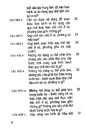 Mục lục chi tiết trang 1 sách Hỏi đáp về quy chế dân chủ tại phường, xã (1)