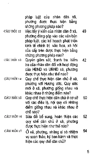 Mục lục chi tiết trang 2 sách Hỏi đáp về quy chế dân chủ tại phường, xã (1)