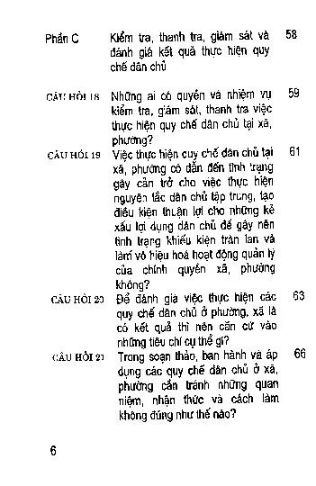 Mục lục chi tiết trang 3 sách Hỏi đáp về quy chế dân chủ tại phường, xã (1)