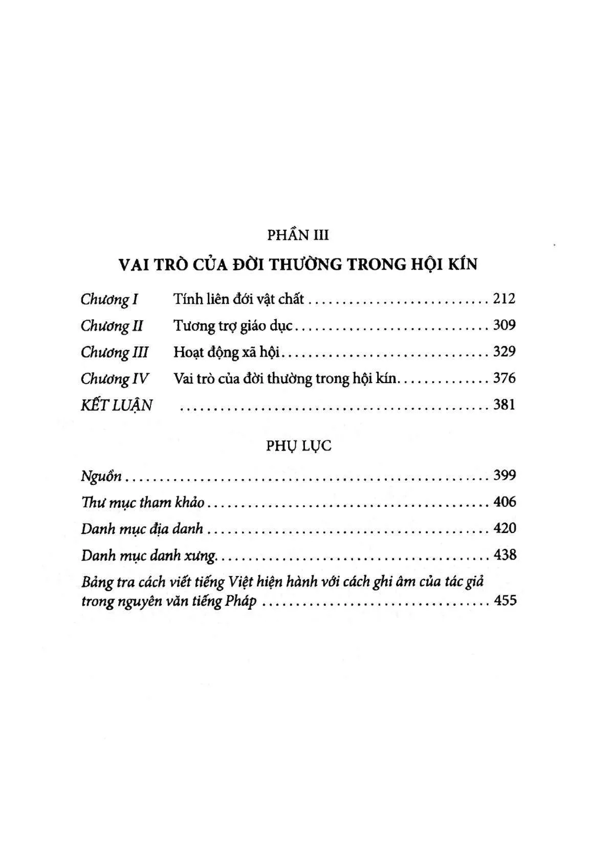 Mục lục chi tiết trang 1 sách Hội kín xứ An Nam