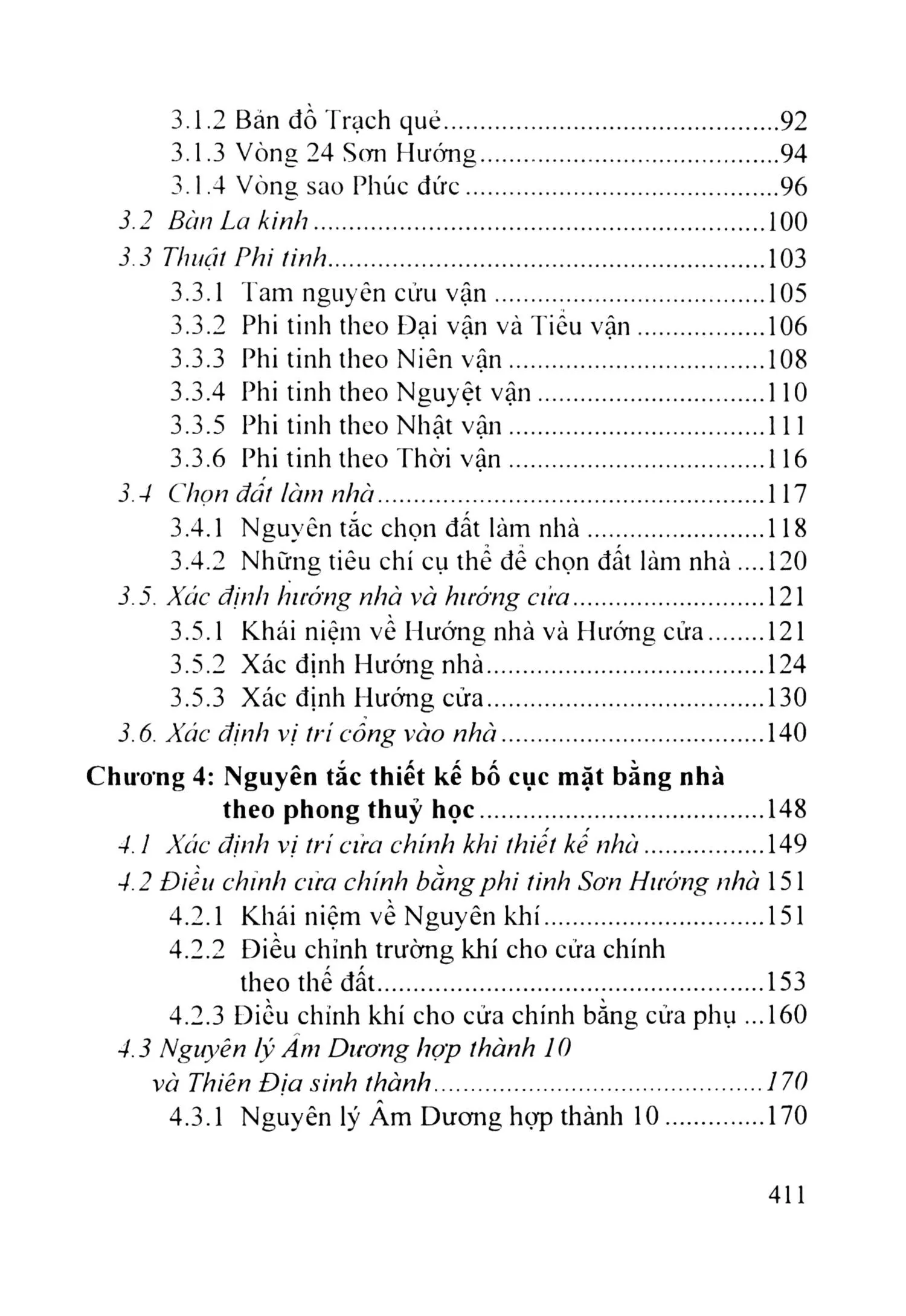 Mục lục chi tiết trang 2 sách Hướng dẫn áp dụng phong thủy học trong xây dựng nhà