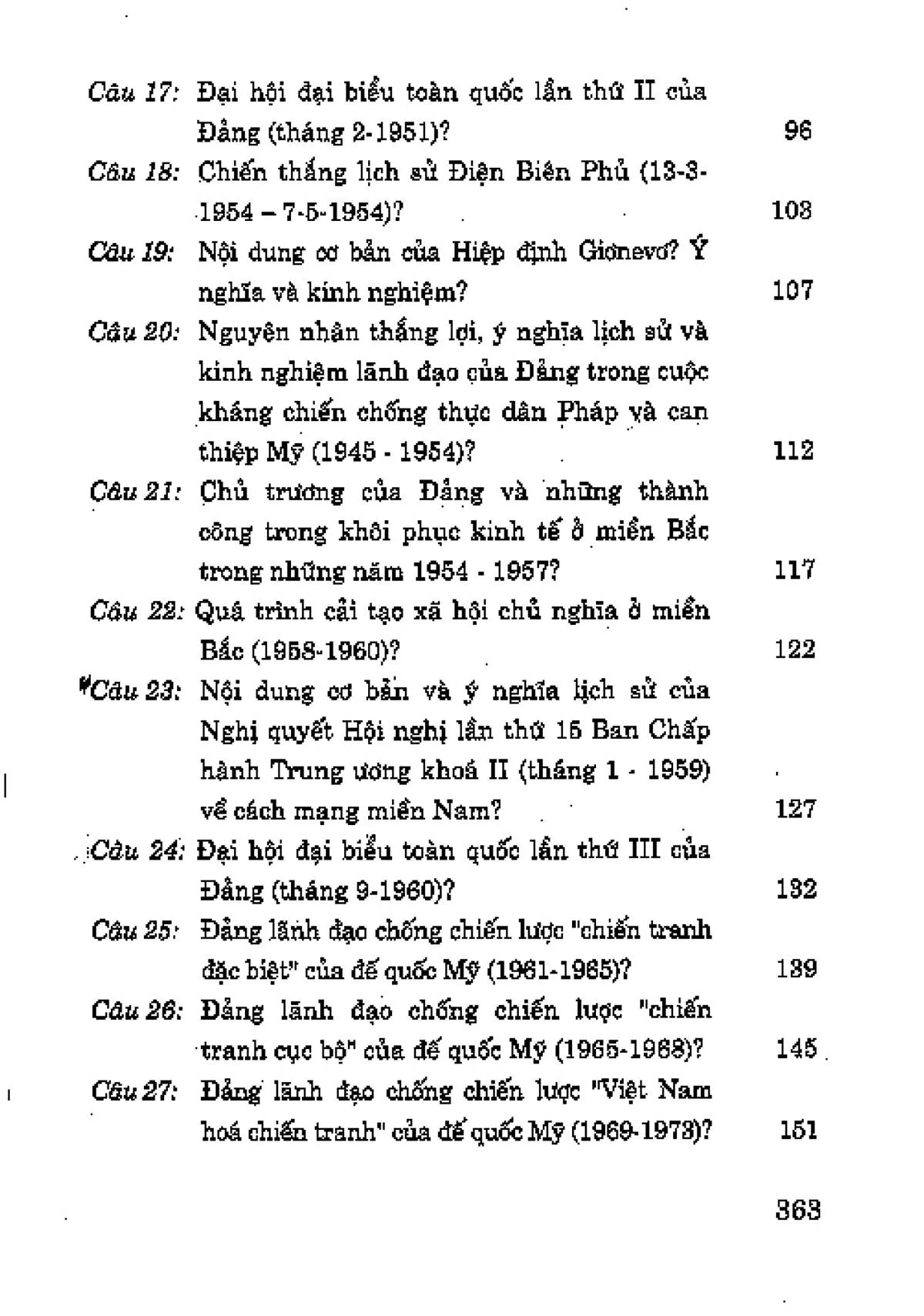 Mục lục chi tiết trang 2 sách Hướng dẫn ôn thi môn lịch sử Đảng Cộng sản Việt Nam
