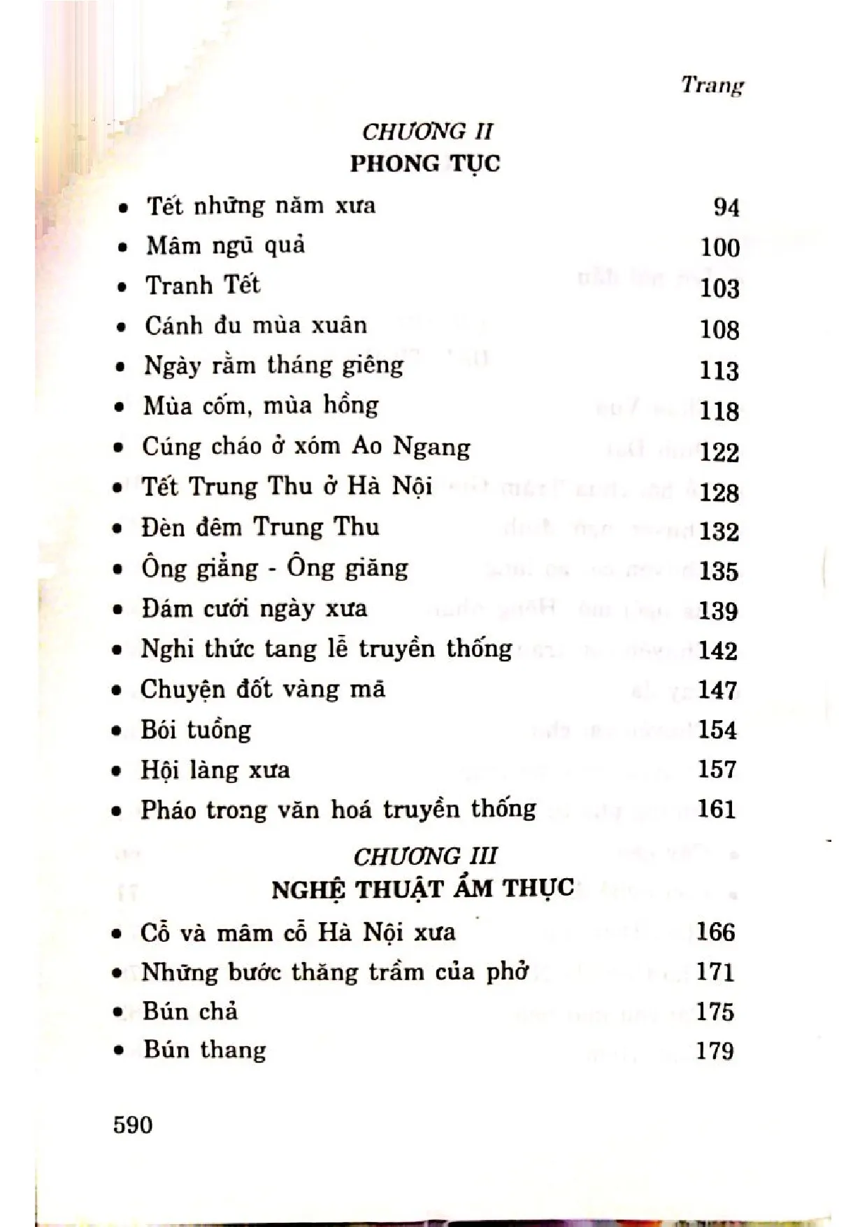 Mục lục chi tiết trang 1 sách Hà Nội văn hóa và phong tục
