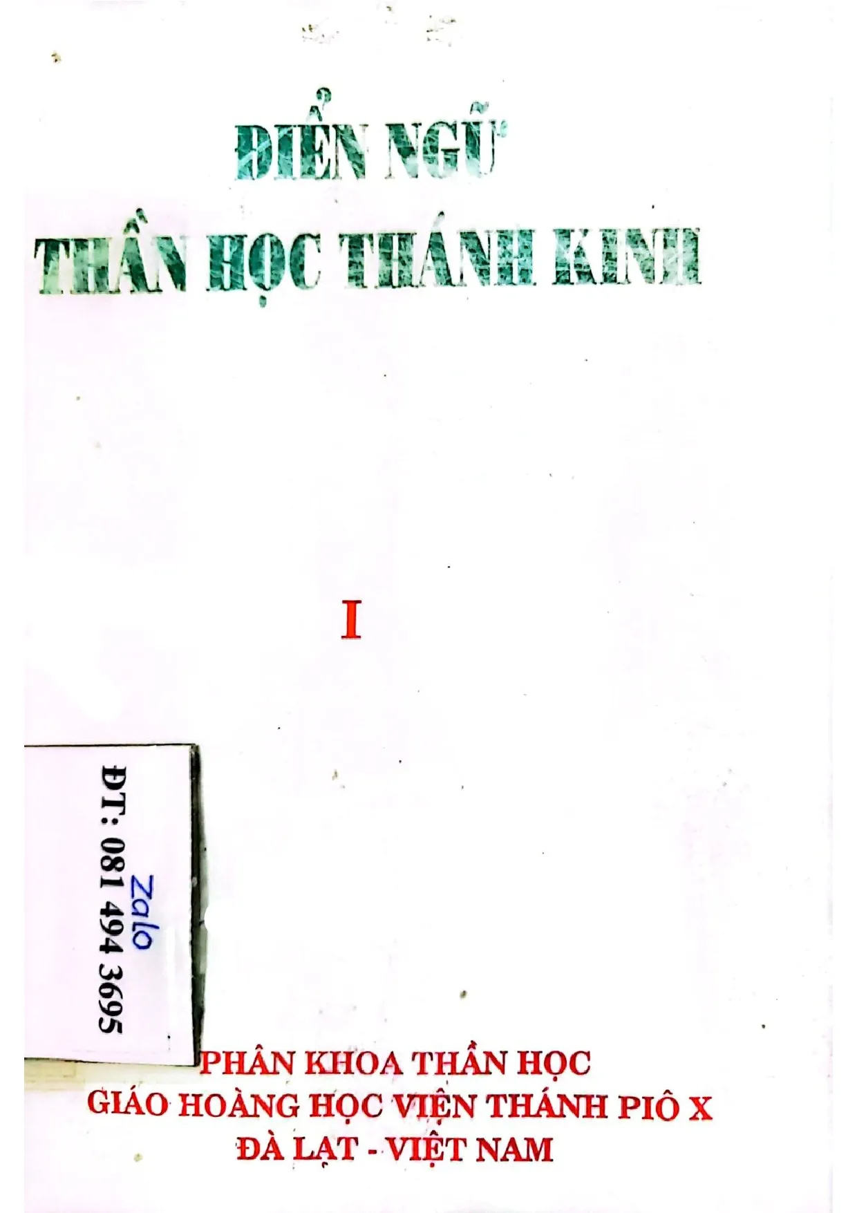 Ảnh bìa của Điển ngữ thần học thánh kinh, tập 1