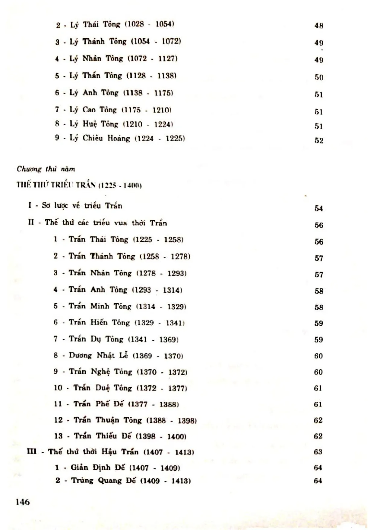 Mục lục chi tiết trang 3 sách Thế thứ các triều vua Việt Nam