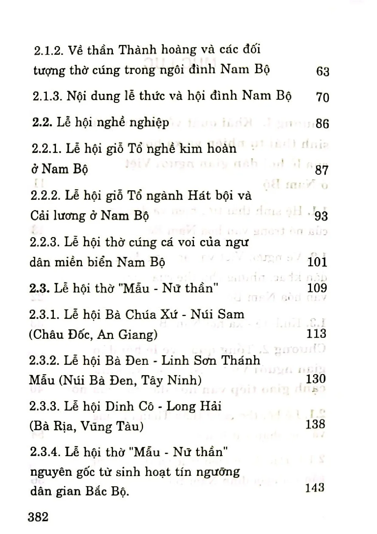 Mục lục chi tiết trang 1 sách Lễ hội dân gian ở Nam Bộ
