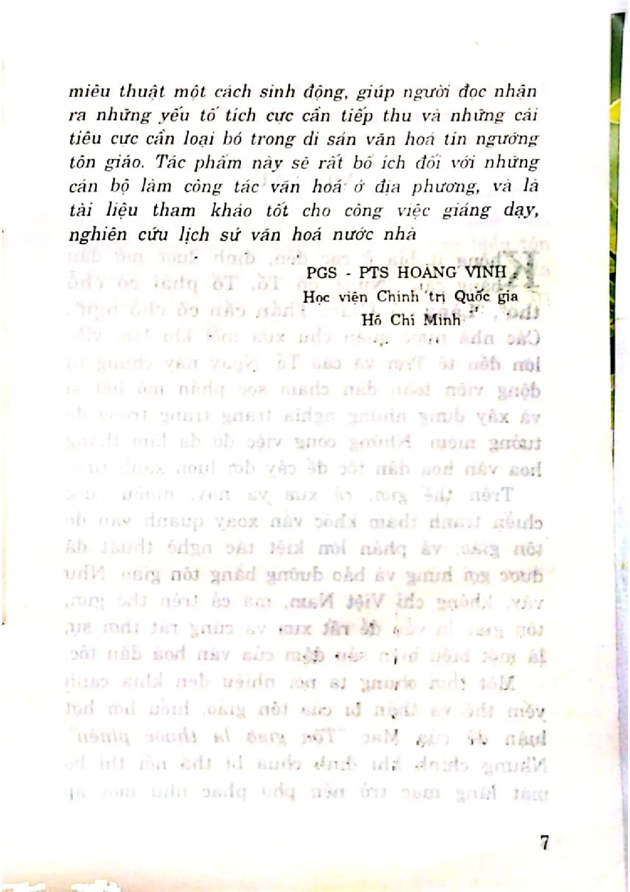Nội dung trang phụ bản giới thiệu sách Di sản văn hóa dân tộc trong tín ngưỡng và tôn giáo Việt Nam