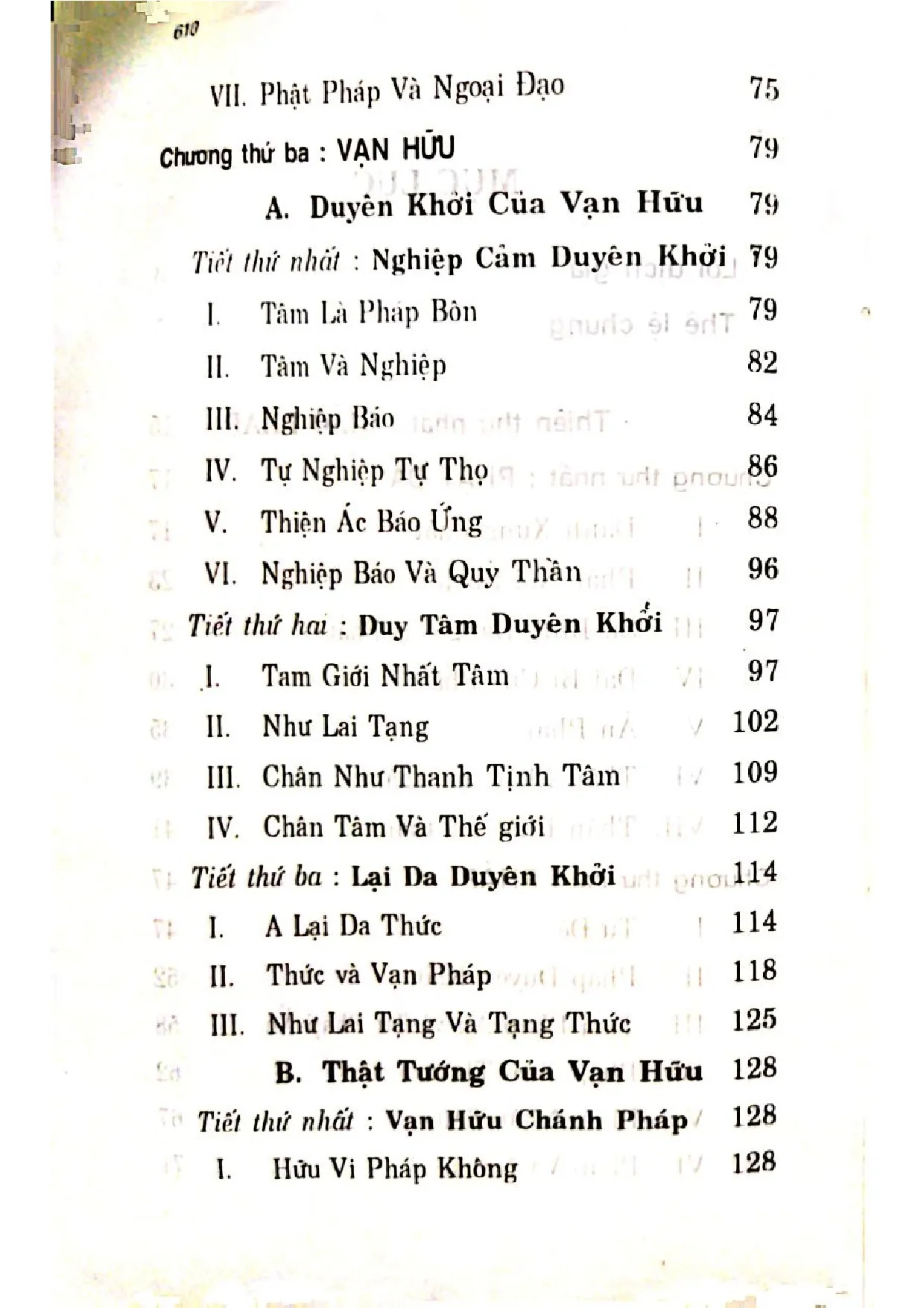 Mục lục chi tiết trang 1 sách Phật giáo thánh điển