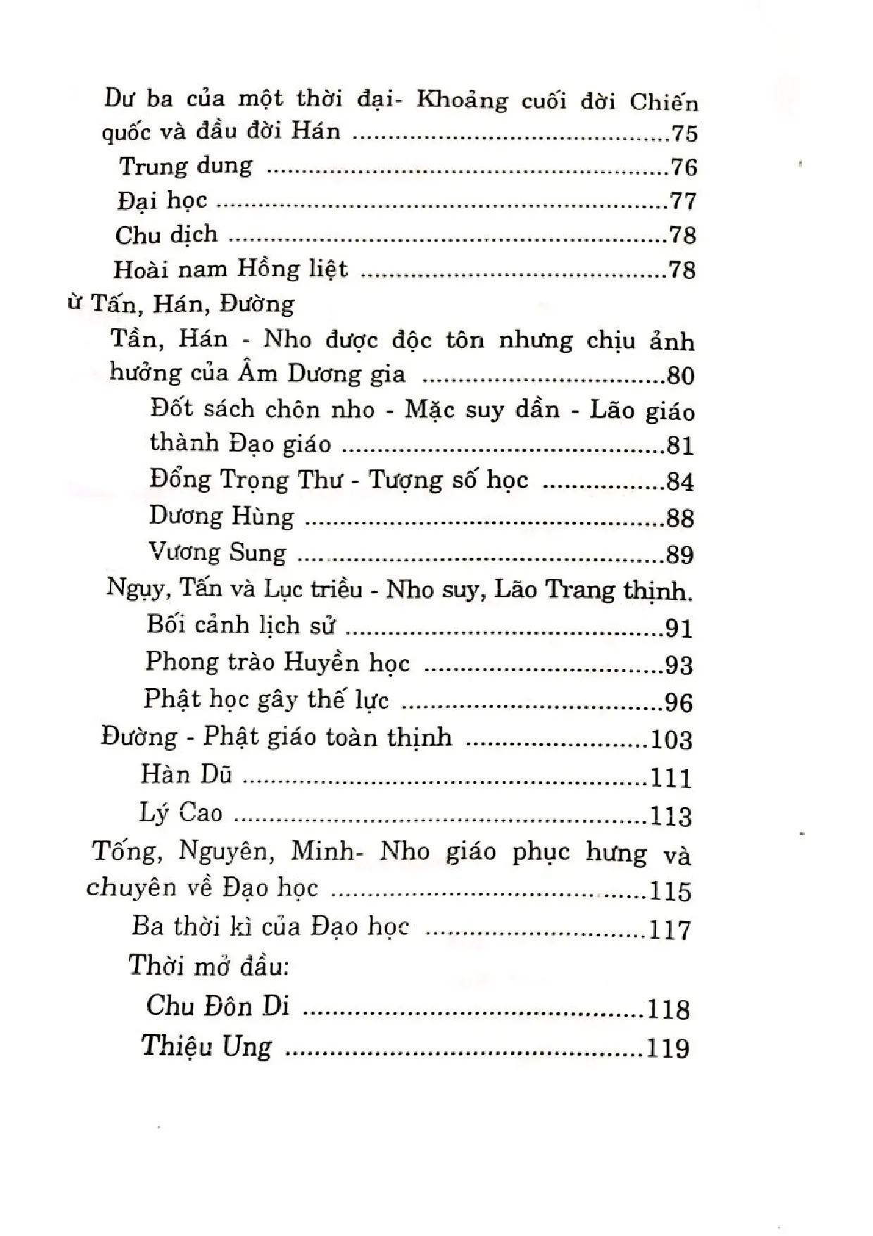 Mục lục chi tiết trang 1 sách Đại cương triết học Trung Quốc