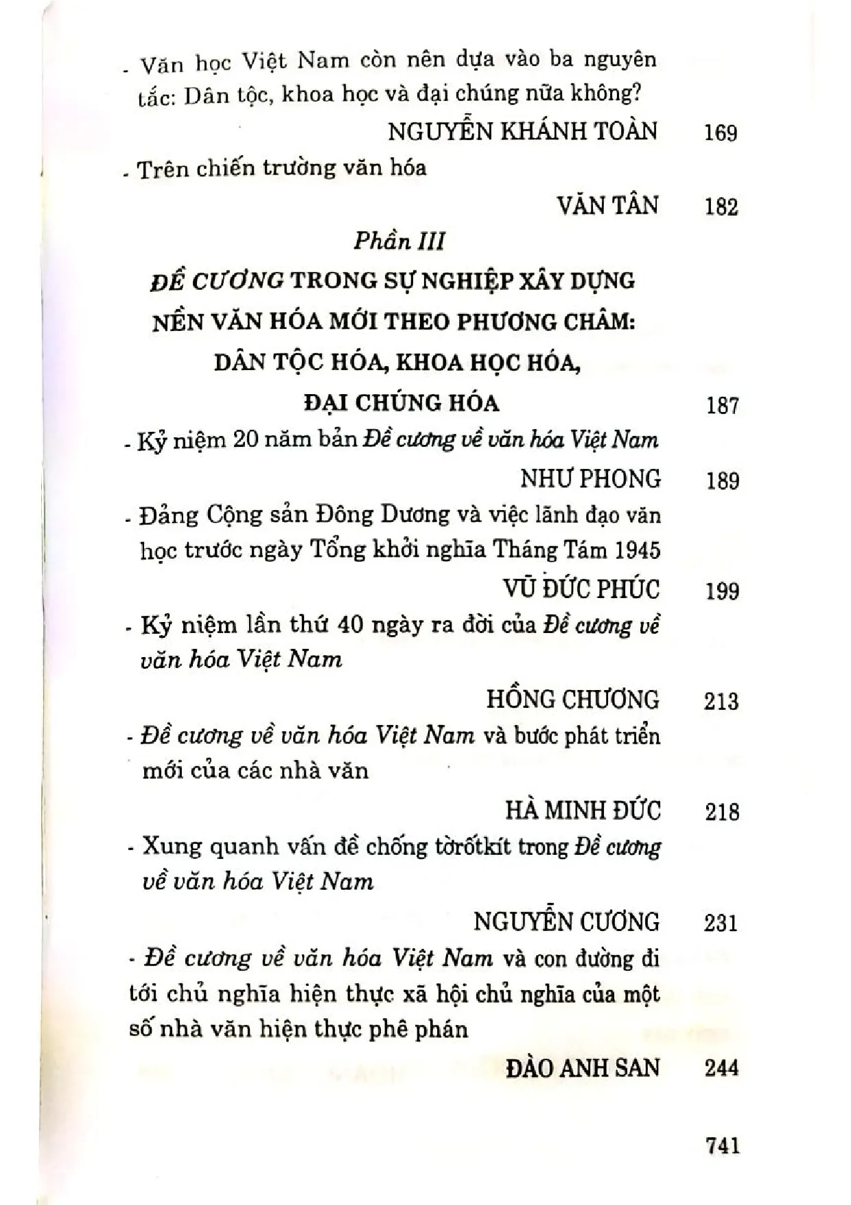 Mục lục chi tiết trang 2 sách Đề cương về chặng đường văn hóa 60 năm