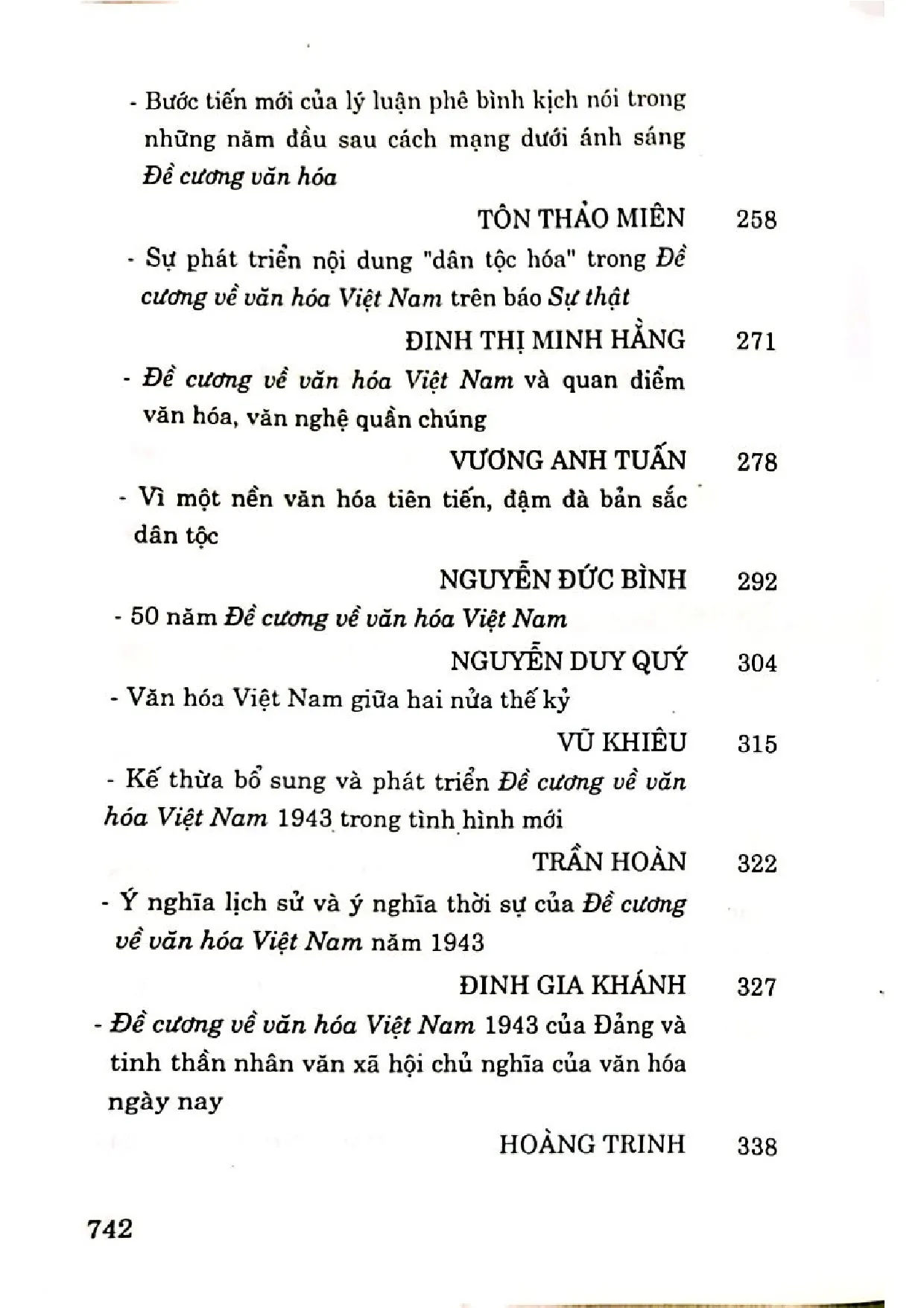 Mục lục chi tiết trang 3 sách Đề cương về chặng đường văn hóa 60 năm