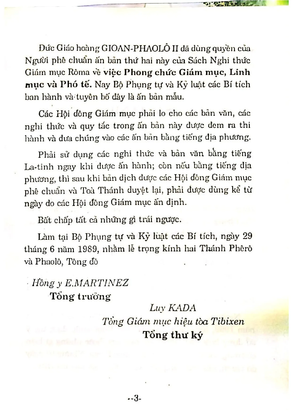 Nội dung trang phụ bản giới thiệu sách Nghi thức phong chức