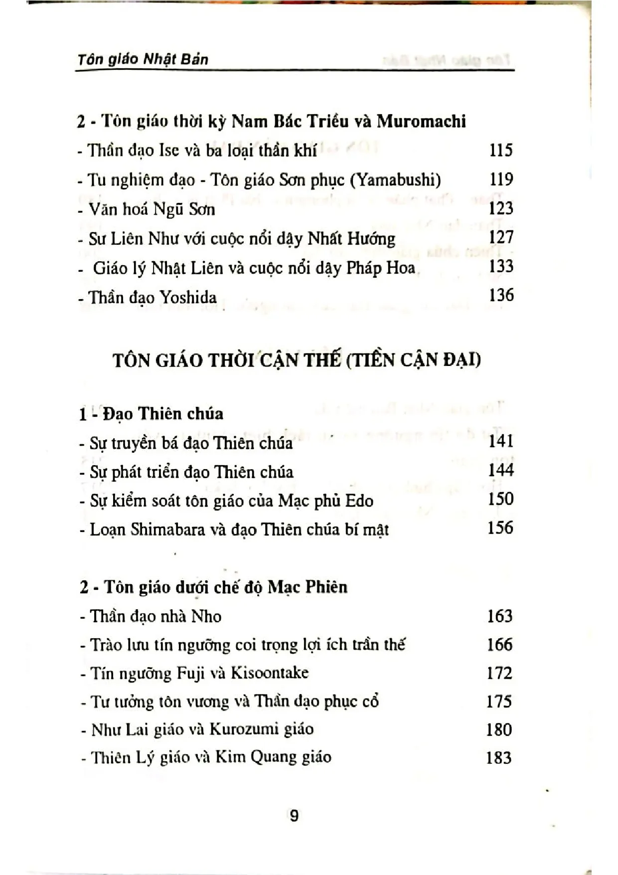 Mục lục chi tiết trang 2 sách Tôn giáo Nhật Bản