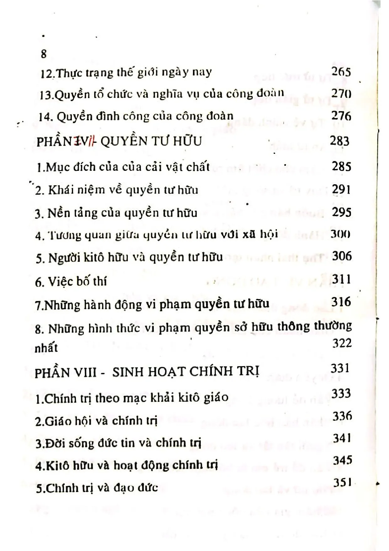 Mục lục chi tiết trang 3 sách Những vấn đề lớn của Ki tô hữu trong thế giới ngày nay