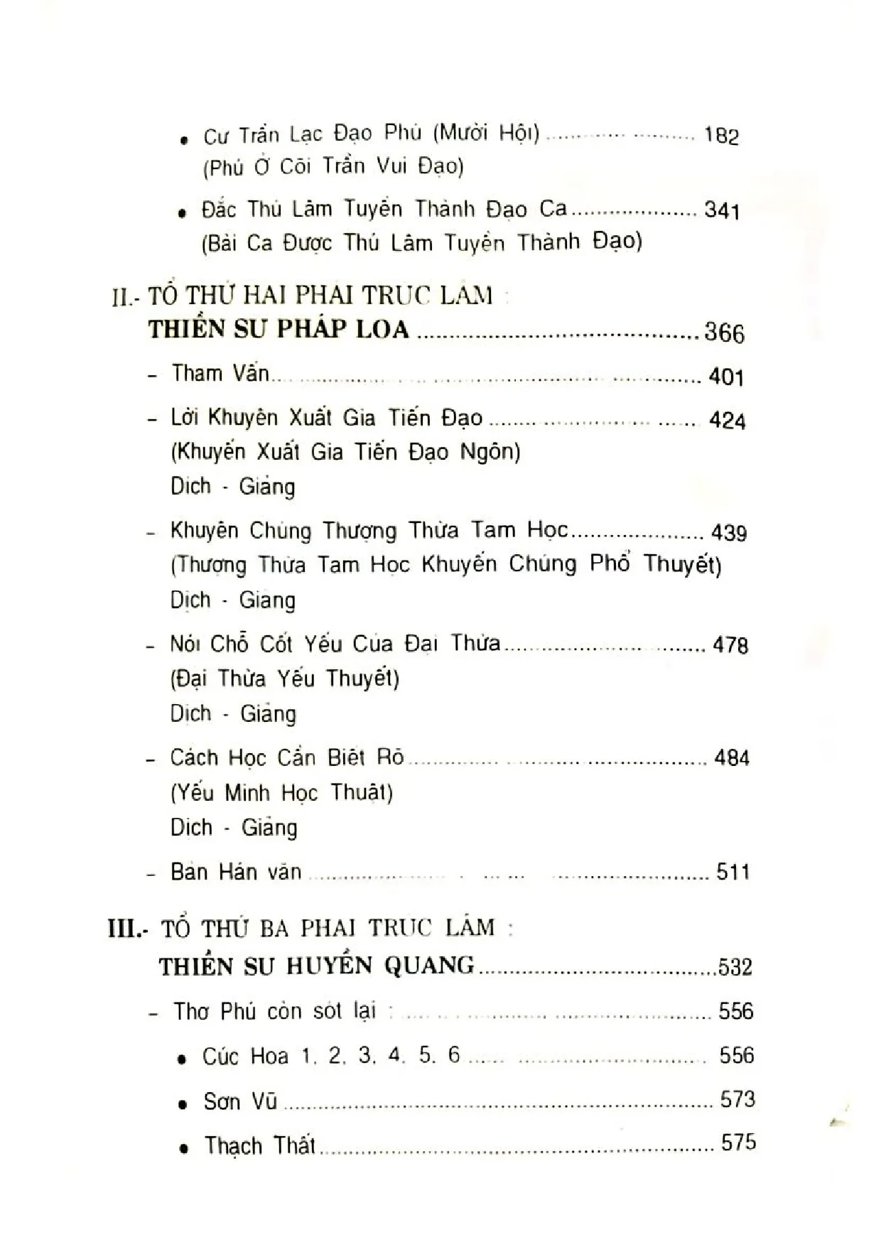 Mục lục chi tiết trang 1 sách Tam tổ Trúc lâm giảng giải