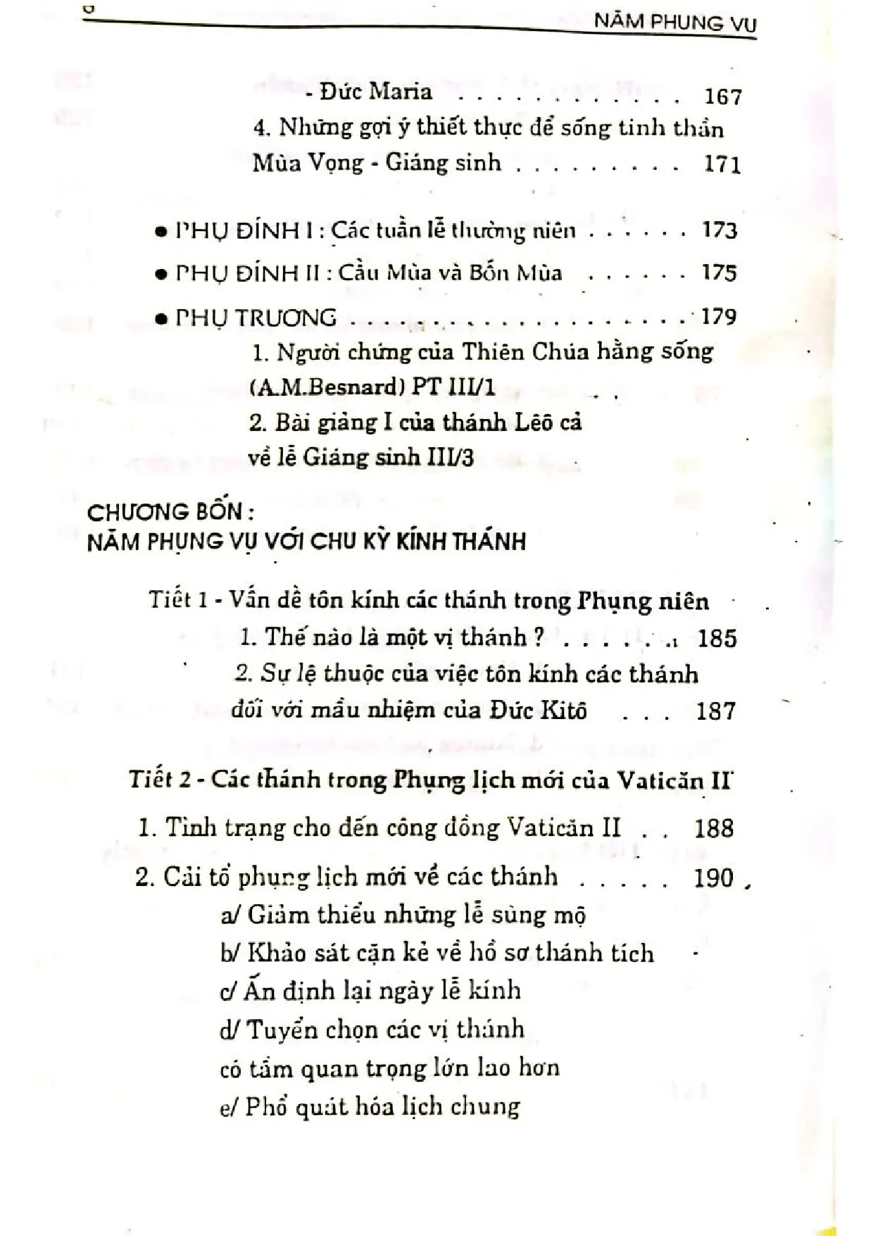 Mục lục chi tiết trang 3 sách Năm phụng vụ
