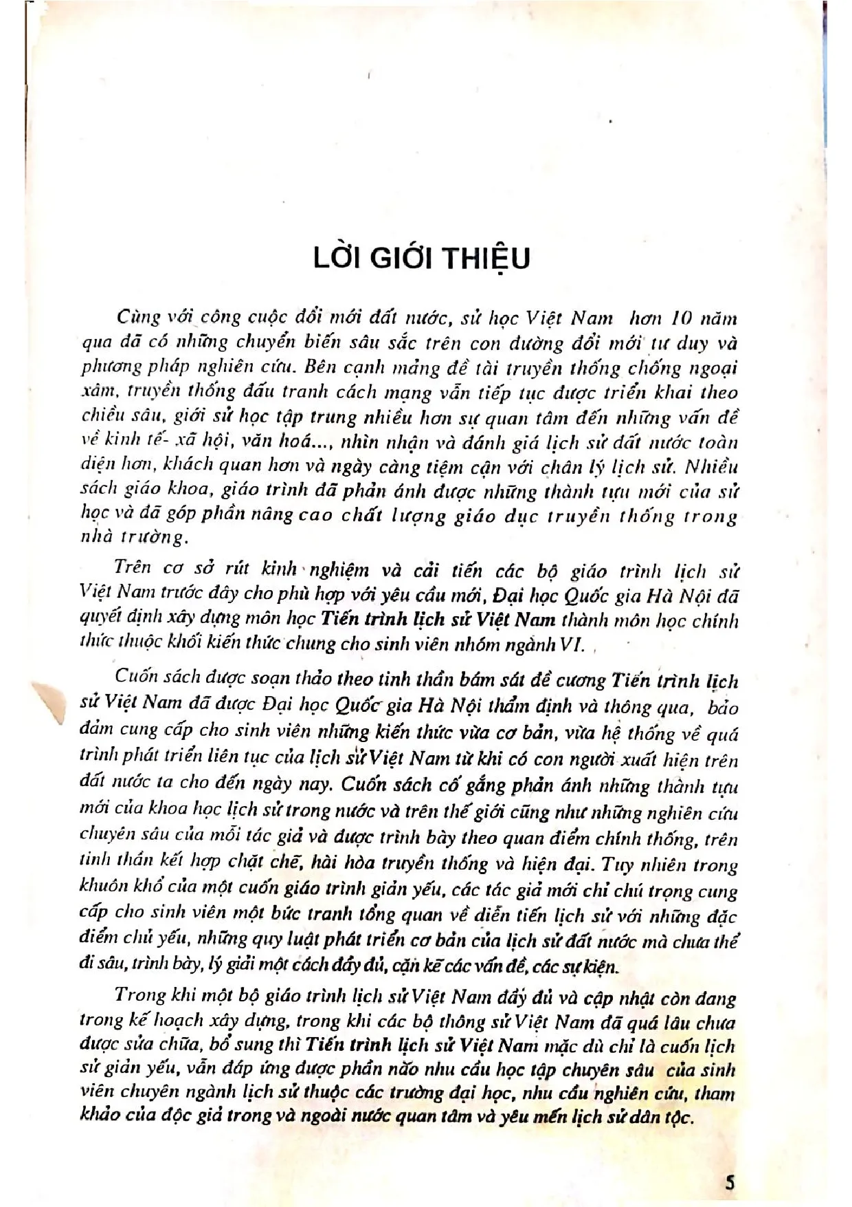 Mục lục chi tiết trang 1 sách Tiến trình lịch sử Việt Nam