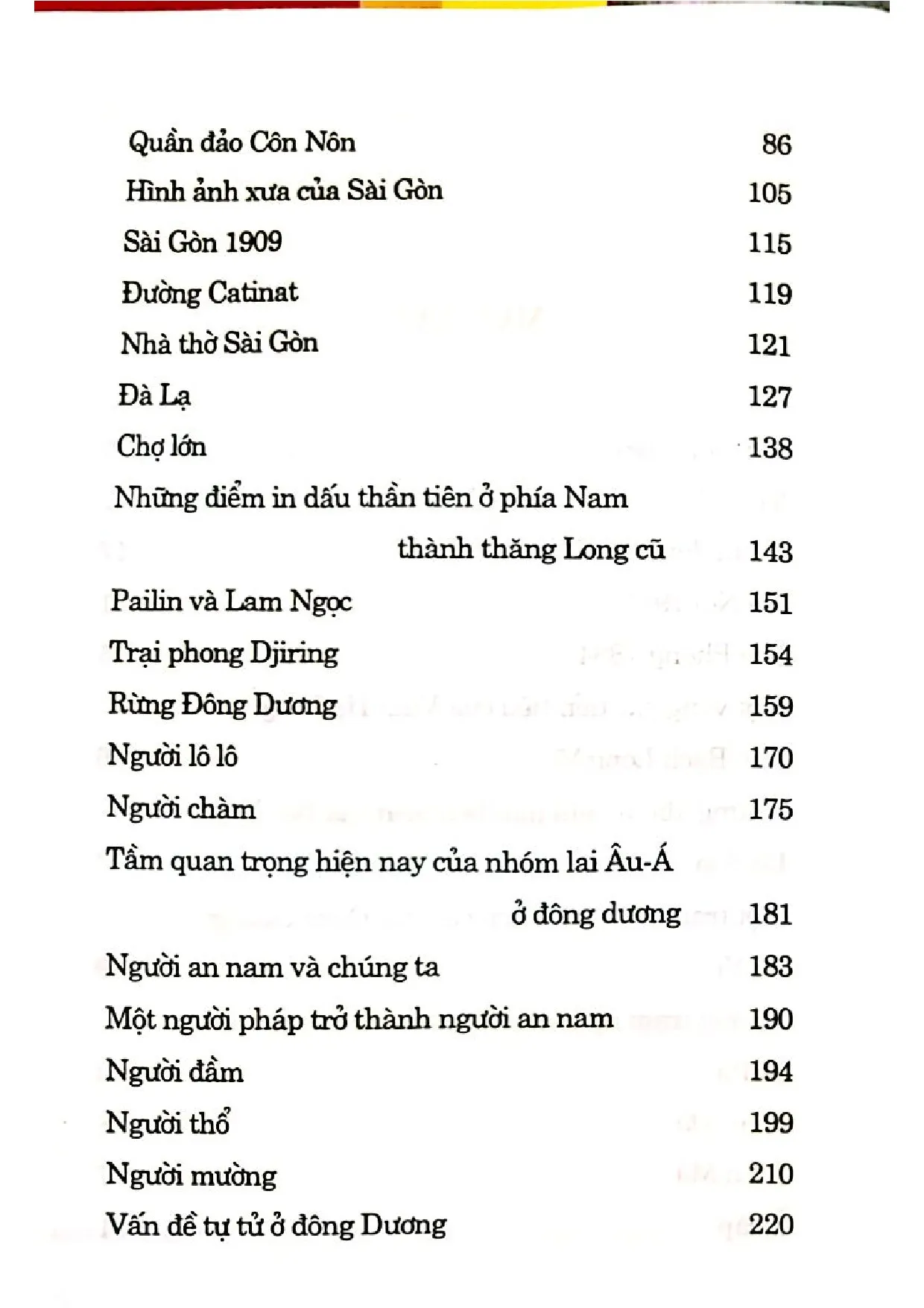 Mục lục chi tiết trang 1 sách Tỉnh thành xưa ở Việt Nam