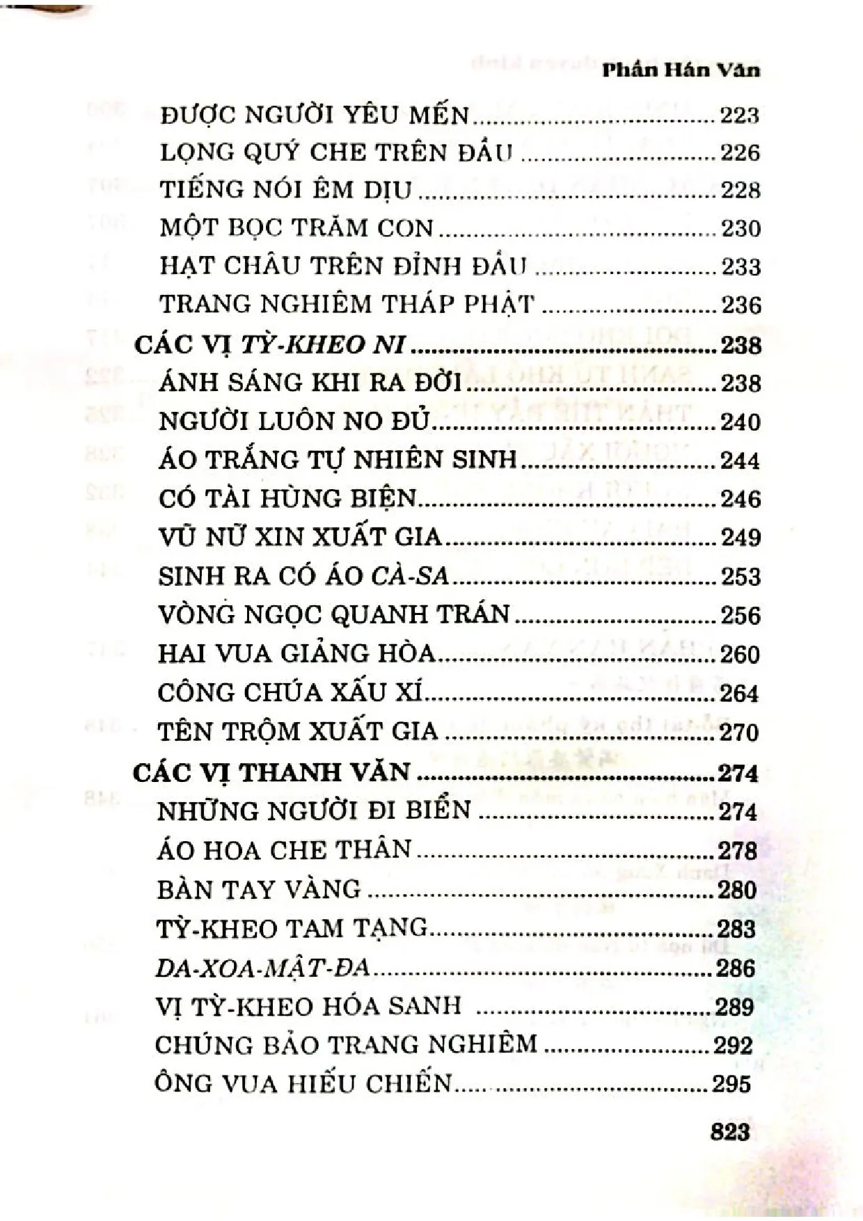 Mục lục chi tiết trang 3 sách 100 bài kinh phật, một trăm truyện tích nhân duyên phật giáo