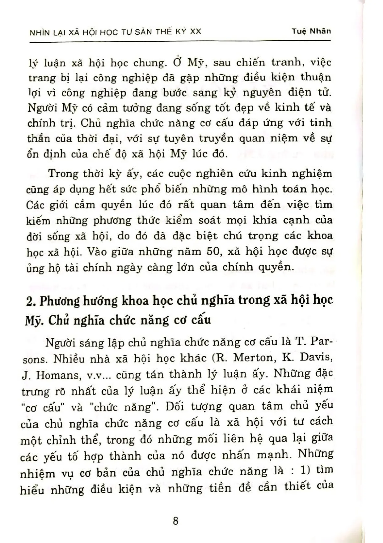 Nội dung trang phụ bản giới thiệu sách Nhìn lại xã hội học tư sản thế kỷ XX