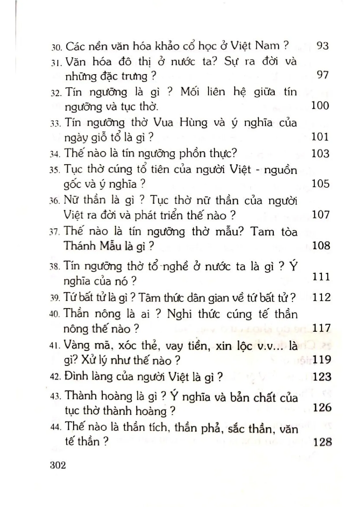 Mục lục chi tiết trang 2 sách Hỏi và đáp về văn hóa Việt Nam