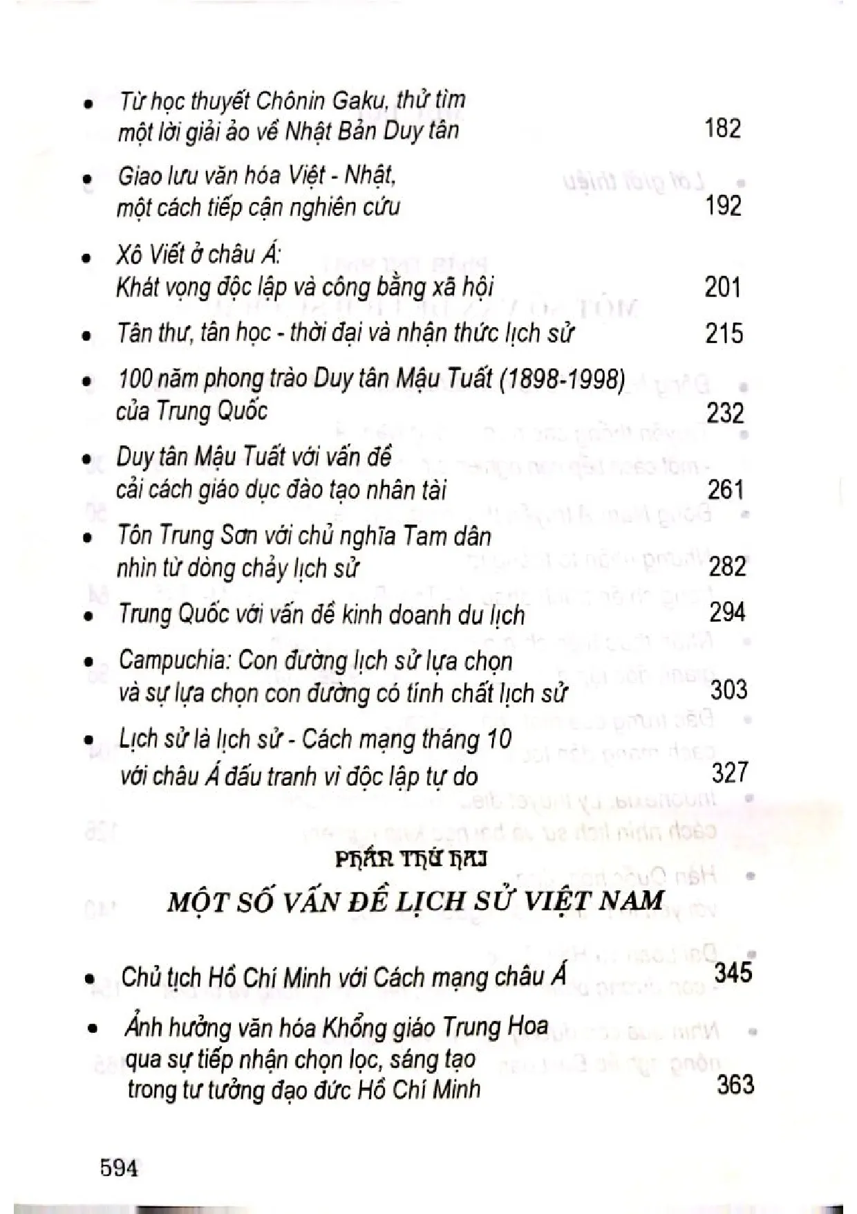 Mục lục chi tiết trang 1 sách Mấy vấn đề về lịch sử Châu Á và lịch sử Việt Nam một cách nhìn