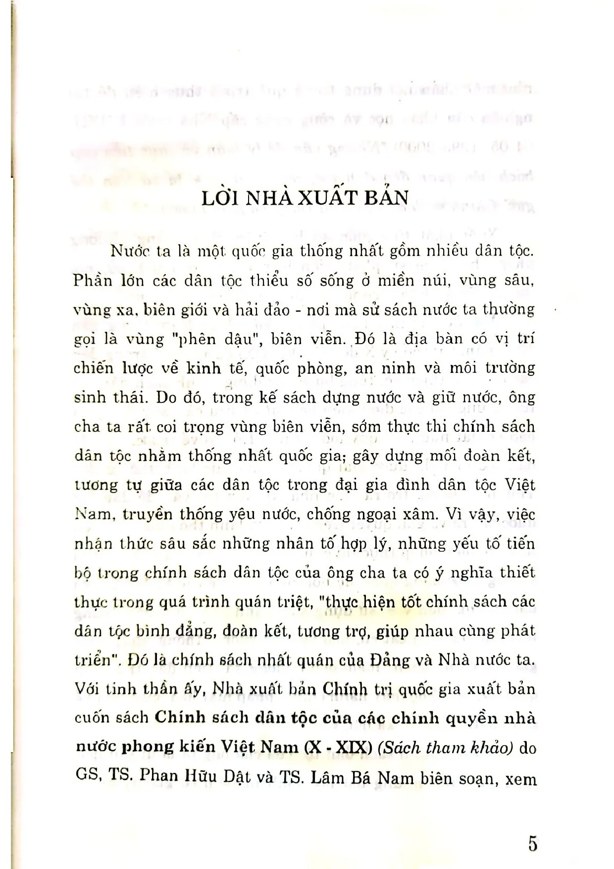 Mục lục chi tiết trang 1 sách Chính sách dân tộc của một số chính quyền nhà nước phong kiến Việt Nam từ thế kỷ X đến thế kỷ XIX