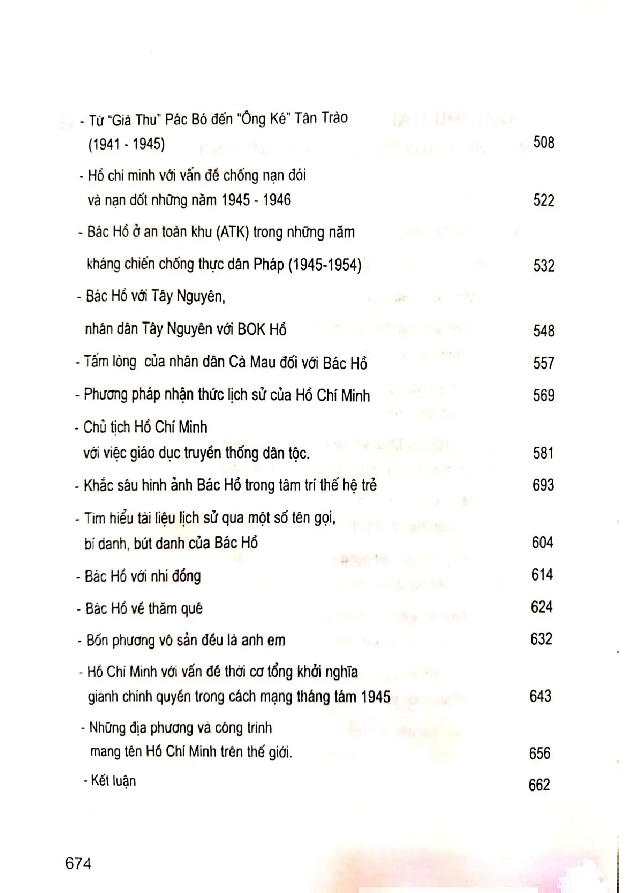 Mục lục chi tiết trang 3 sách Hồ Chí Minh những chặng đường lịch sử