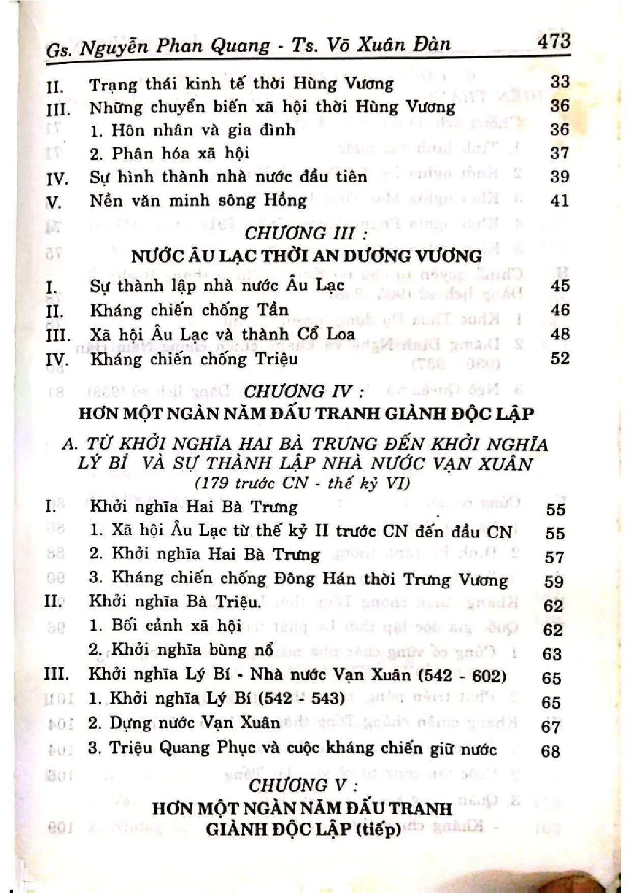 Mục lục chi tiết trang 1 sách Lịch sử Việt Nam từ nguồn gốc đến năm 1884