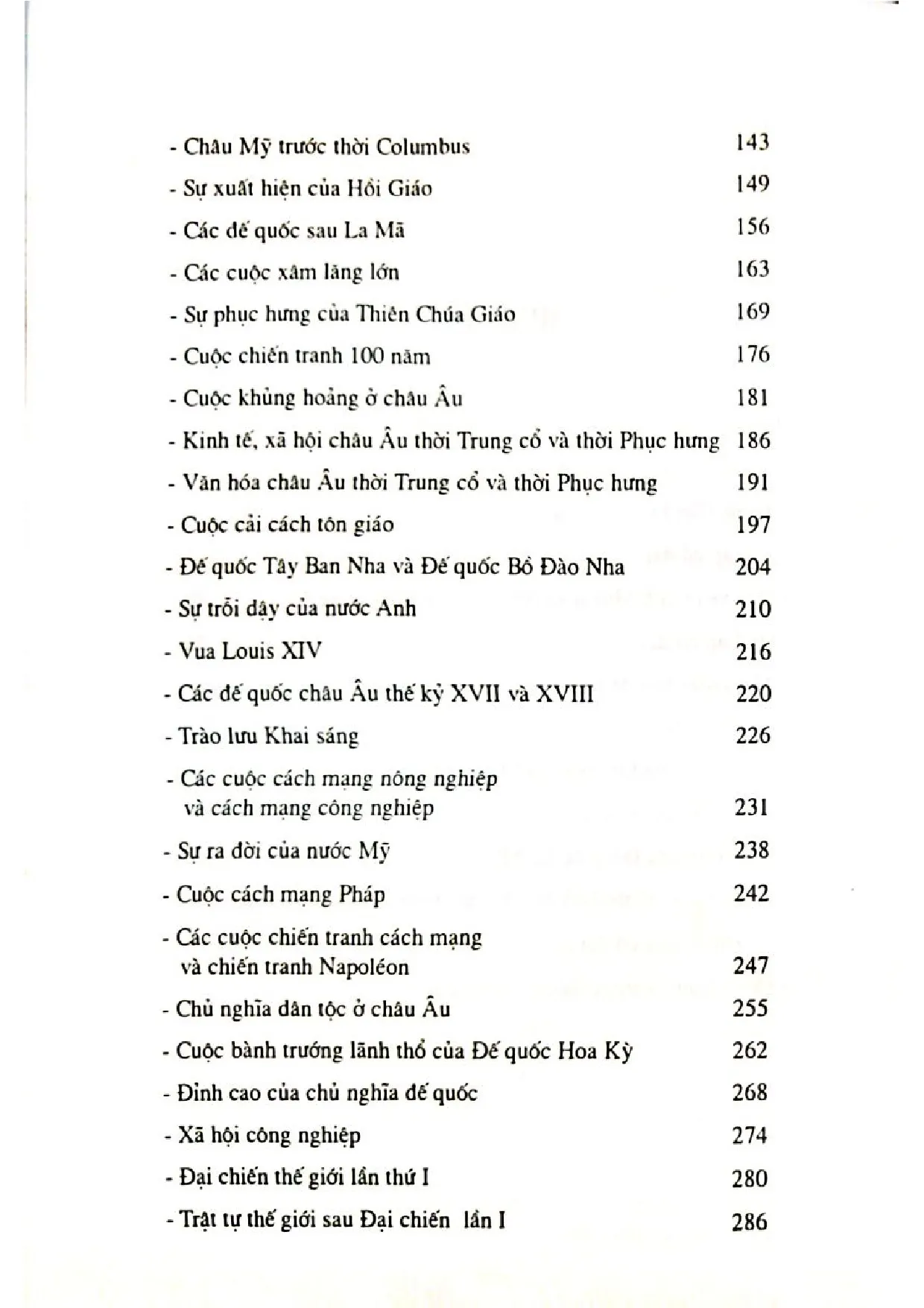 Mục lục chi tiết trang 1 sách Phác thảo lịch sử nhân loại
