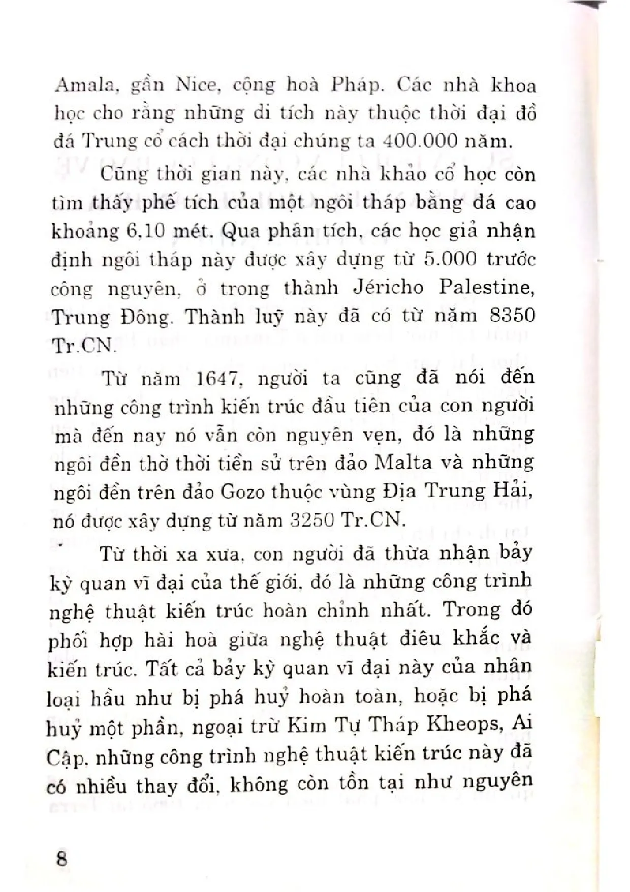 Nội dung trang phụ bản giới thiệu sách Những kỳ quan và di sản nhân loại