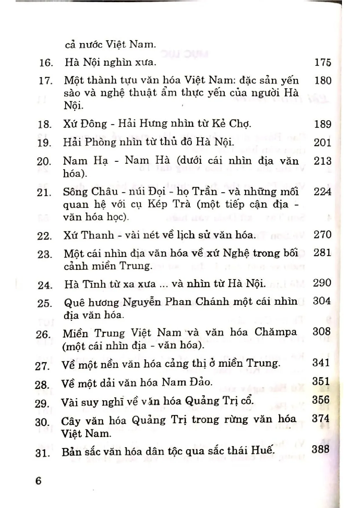 Mục lục chi tiết trang 1 sách Việt Nam cái nhìn địa - văn hóa