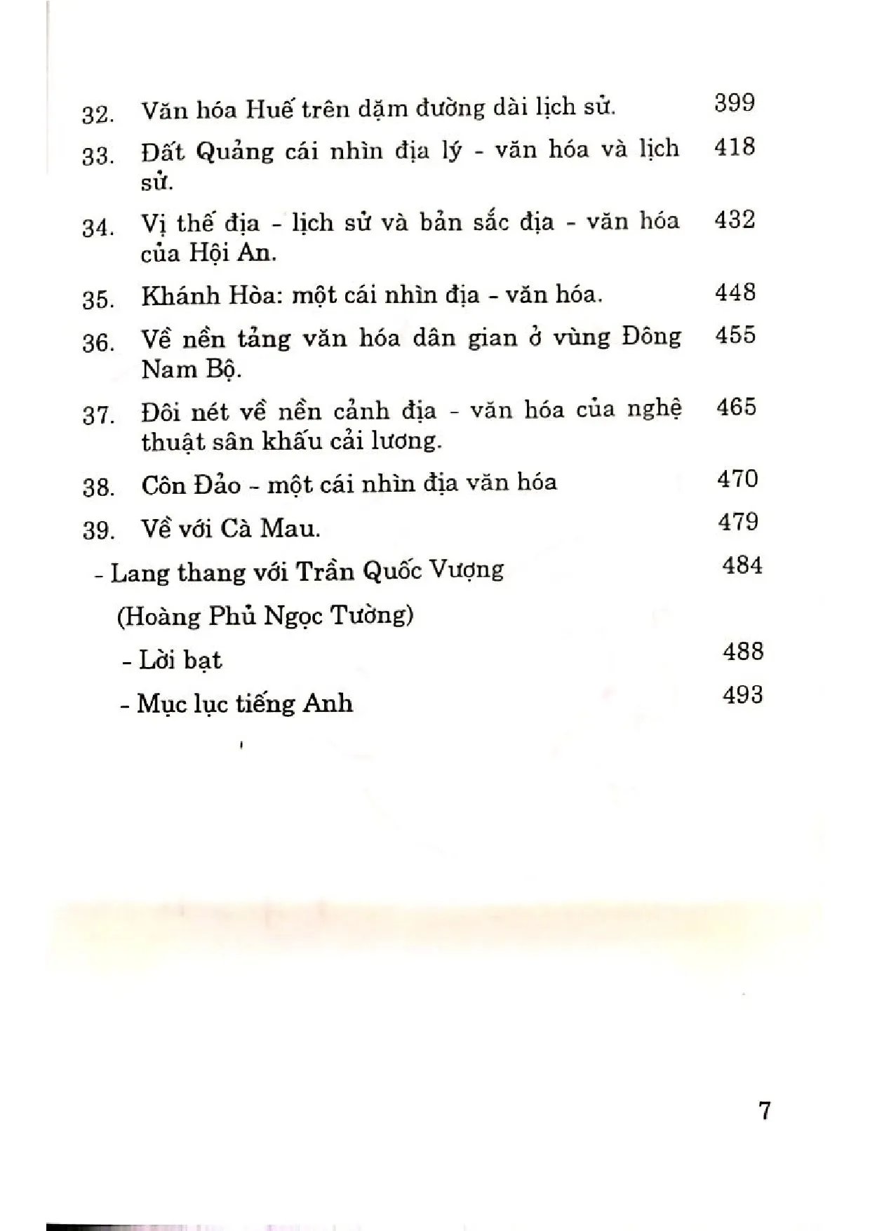 Mục lục chi tiết trang 2 sách Việt Nam cái nhìn địa - văn hóa