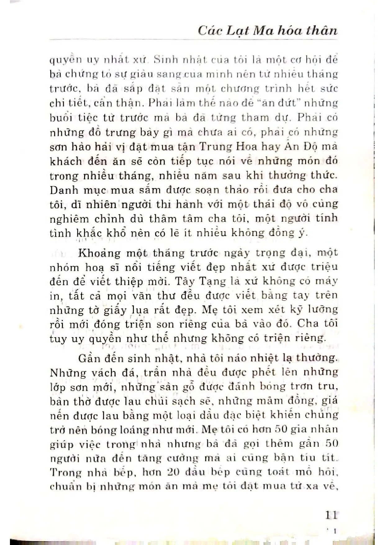 Nội dung trang phụ bản giới thiệu sách Các Lạt Ma hóa thân