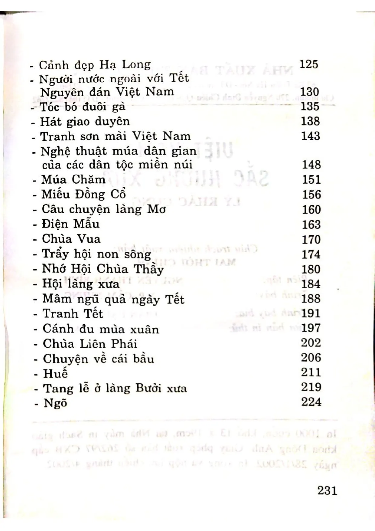Mục lục chi tiết trang 1 sách Việt Nam sắc hương xưa