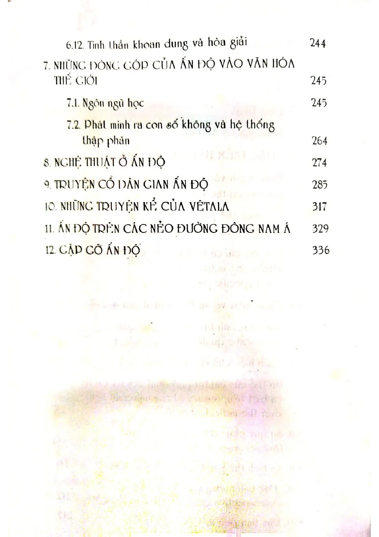Mục lục chi tiết trang 2 sách Văn hóa Ấn Độ