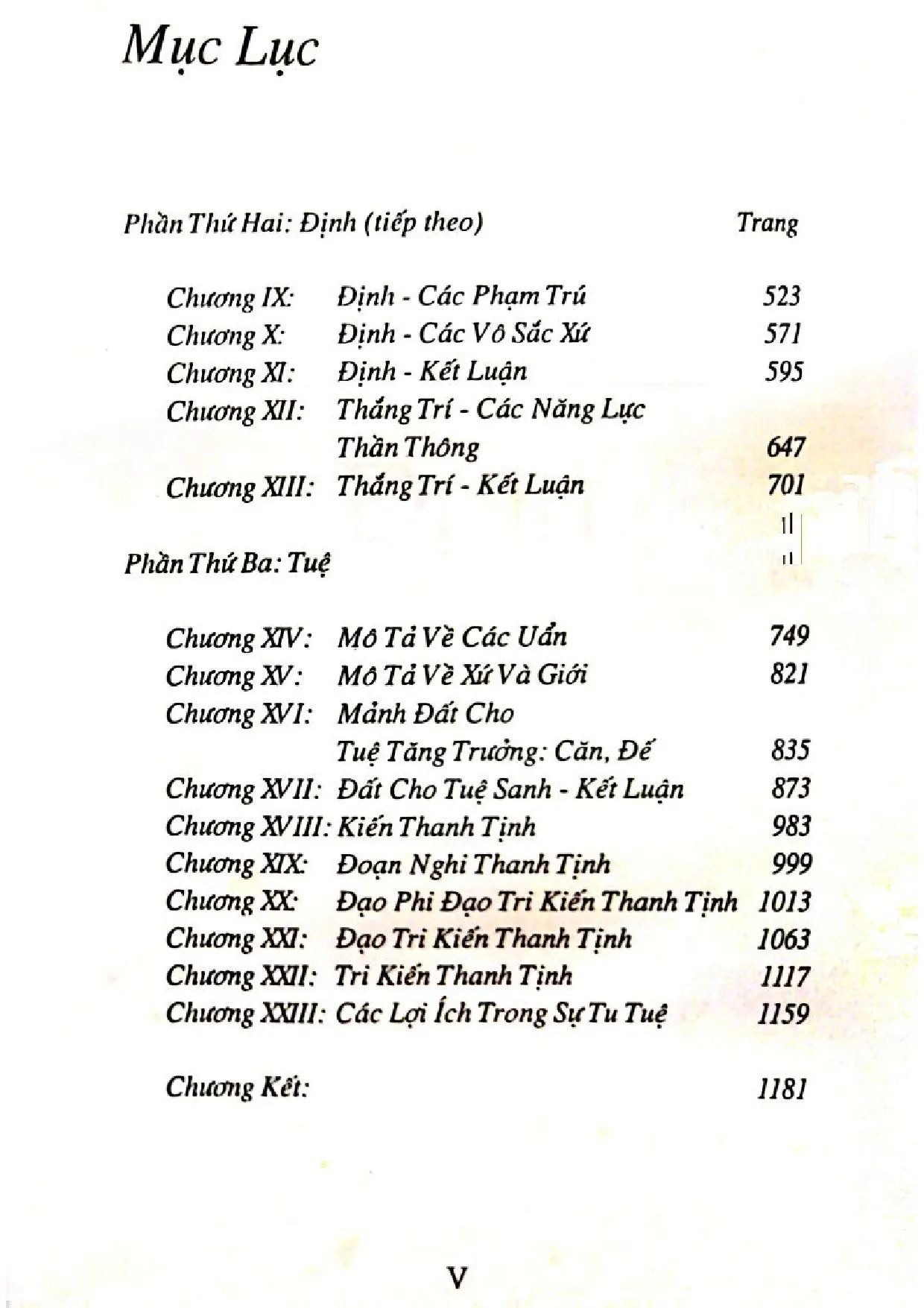 Mục lục chi tiết trang 1 sách Thanh tịnh đạo