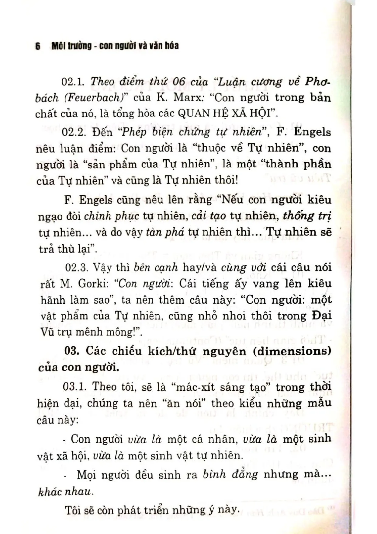 Mục lục chi tiết trang 3 sách Môi trường con người và văn hóa