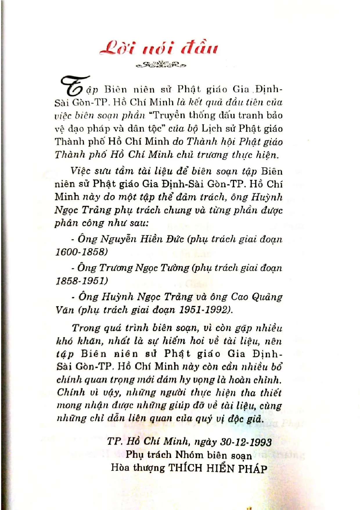 Mục lục chi tiết trang 1 sách Biên niên sử Phật giáo Gia Định - Sài Gòn TP Hồ Chí Minh