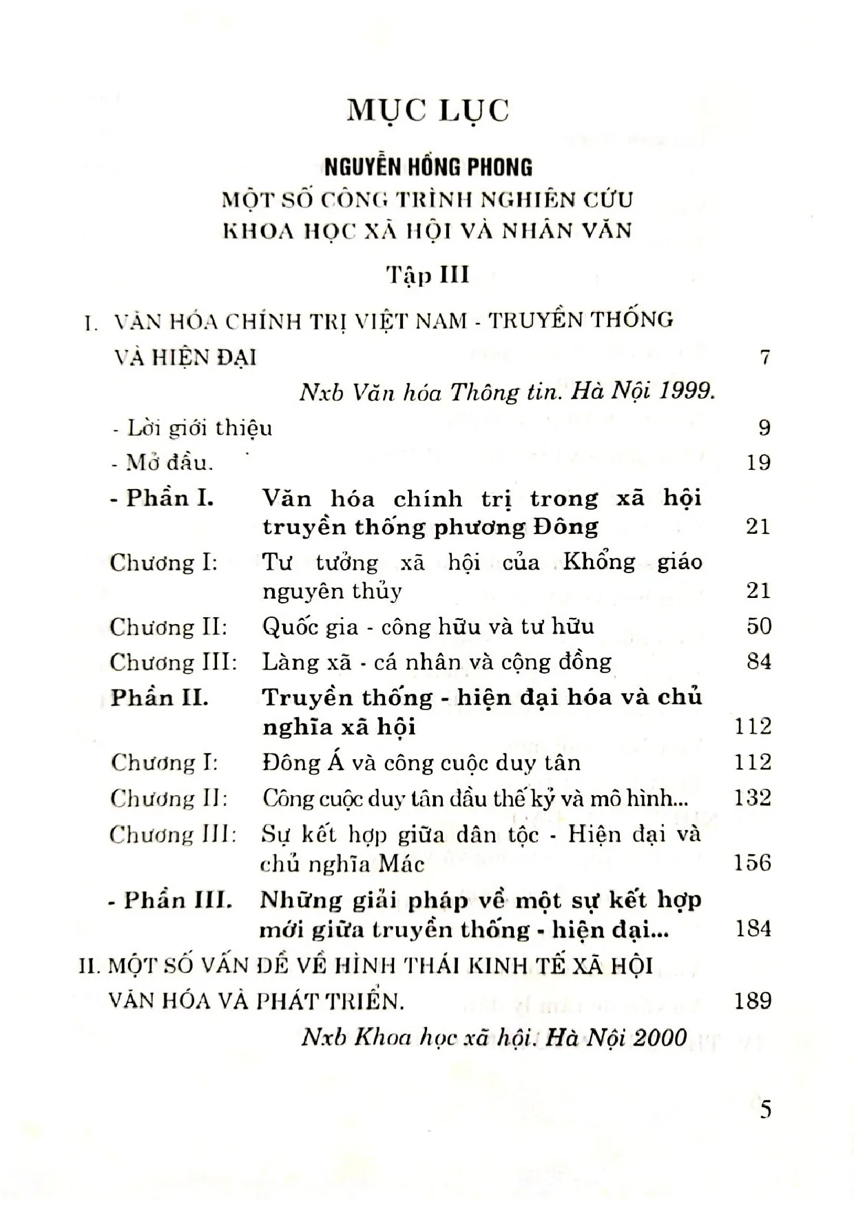 Trang bìa chính thức sách Nguyễn Hồng Phong một số công trình nghiên cứu khoa học xã hội nhân văn - văn hóa và phát triển tập 3