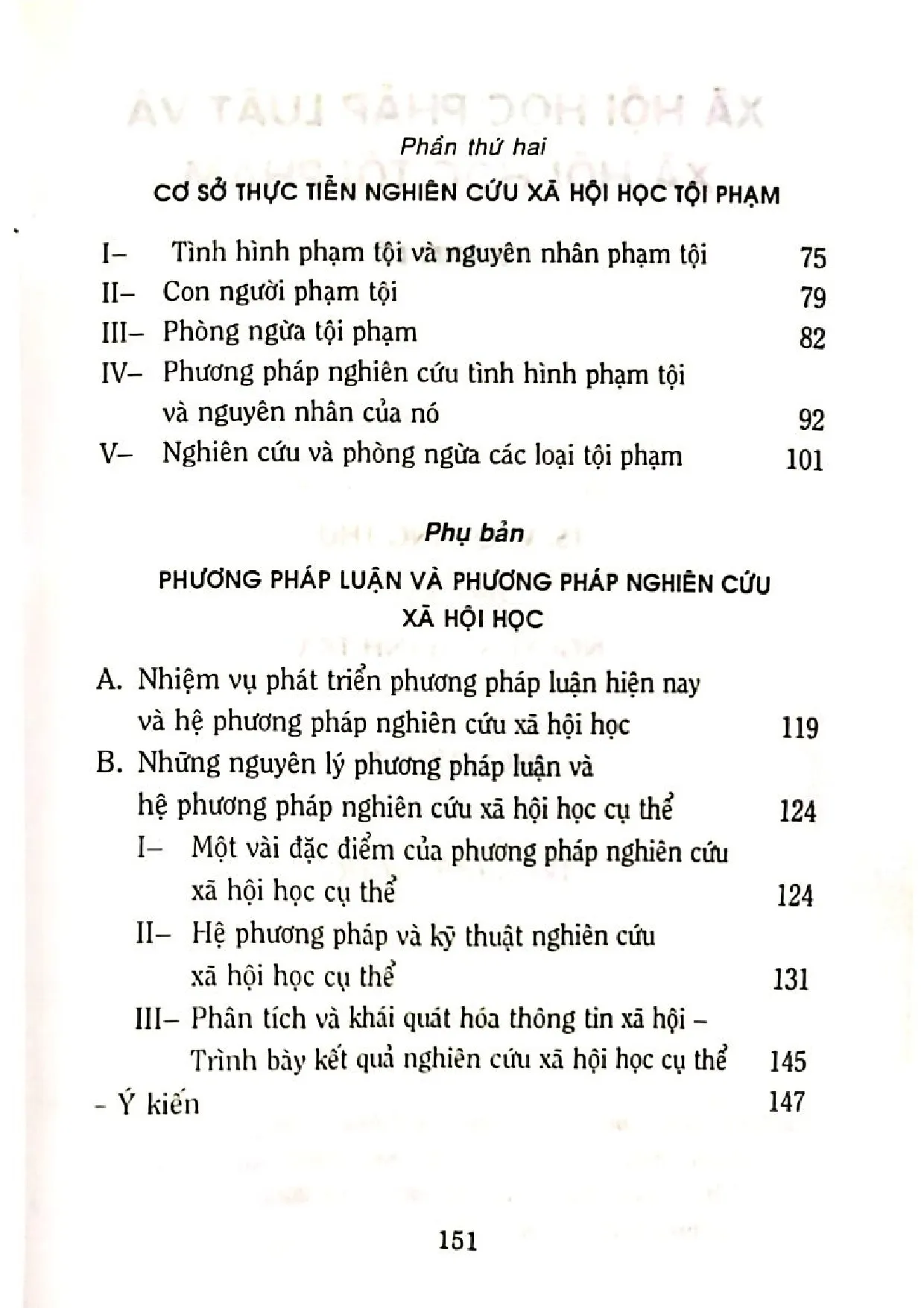 Mục lục chi tiết trang 2 sách Xã hội học pháp luật xã hội học tội phạm
